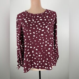 Papermoon Burgundy Long-Sleeve Spot Print Top